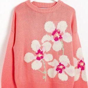 Oliver Bonas Hero Flower Pink Knitted Sweater